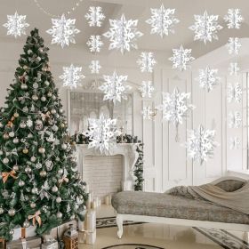 Decorations, Paper Christmas Hanging Decor Indoor, White, 14-Pc