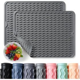 2 Pack Silicone Dish Drying Mats, Heat Resistant Waterproof Kitchen Counter Mats For Dishes, Utensils, Coffee Bar & Countertop Decor