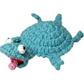 Handmade Blue Crochet Lizard Coaster, 3D Animal Mug Rug For Coffee And Tea Table Protection