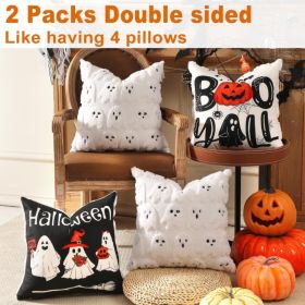 Halloween Pillow Covers 18x18 2Pcs Double Sided Cute Ghost Decor