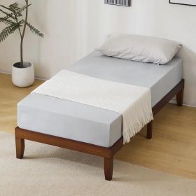 Twin Basic Bed Frame Pine Wood Painted Surface Bed Single Bed 74.41*37.99*12in Coffee