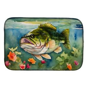 Largemouth Bass Dish Drying Mat Absorbent Dish Drying Mat Pad for Kitchen Counter Dish Drainer Mat for Countertop, 14 x 21", Multicolor