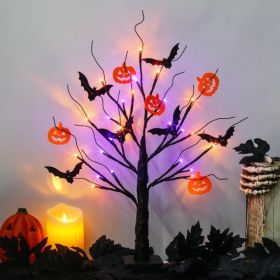 Halloween Tree Lights, Lighted Black Tree Decoration, Spooky Indoor Outdoor Holiday Decor