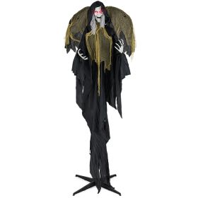 8.2 Ft Halloween Standing Witch With Lighted Eyes And Automatic Wing Movement