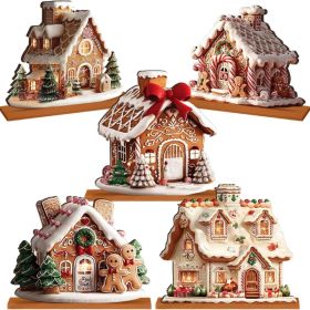 5 Pcs Gingerbread Christmas Table Decor, Gingerbread Village Set