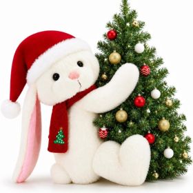 Bunny Tree Topper  Plush Bunny Hugger Decor For Christmas Tree, Curtain, Wine Bottle Holiday Home Decor