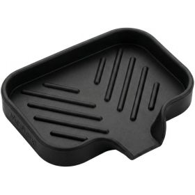 Silicone Soap Dish With Drain Spout, Self Draining Sink Organizer Tray For Bathroom Kitchen, Sponges And Soap, Black