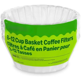 200 Count Basket Coffee Filters For 8-12 Cup Coffee Makers White Disposable Paper Filters Standard Size Brewing Supplies