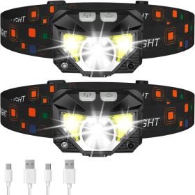 Headlamp Flashlight, Lumen Bright Head Lamps LED Rechargeable Camping Ultra Light, With White Red Light, 2 Pack Waterproof Motion Sensor Headlight