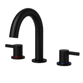 8-Inch Widespread Lavatory Faucet, 2-Handle 3-Hole with 360° Spout Vanity and Pop-Up Drain, Matte Black