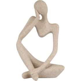 Sandstone Resin Thinker Statue, Abstract Human Figure Sculpture For Home, Office And Tabletop Decoration