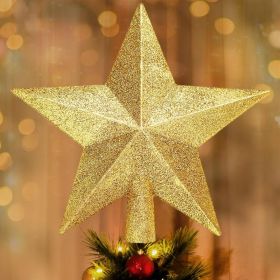 Christmas Star Tree Topper, 8 Inch Gold Shatterproof Holiday Ornament, Decorative Christmas Tree Topper For Indoor & Outdoor Home Decor