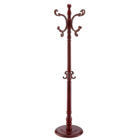 Coat Rack Freestanding, Wooden Coats Rack Stand with Weighted Base & 11 Hooks, Free Standing Hall Coat Tree for Entryway, Bedroom, Living Room