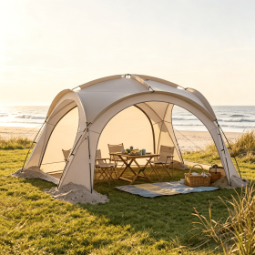 Dome Beach Tent Canopy with 4 Removable Zippered Sidewalls for 12-15 People Easy Setup Outdoor Privacy Screen Protection