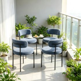 Modern  Dining Chairs Set of 4 round Upholstered Kitchen Chairs with Curved Backrest And Thick Cushion Gray