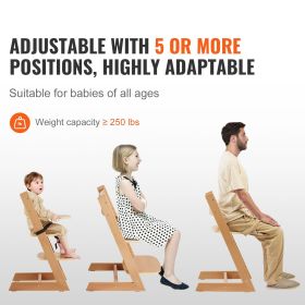 Wooden High Chair for Babies & Toddlers, Convertible Adjustable Feeding Chair, Eat & Grow High Chair with Tray