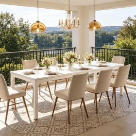 Industrial Style Rectangular Kitchen Table with Stable Metal Legs - Dining Table for Home Decor