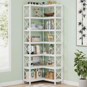 200 Cm Industrial Corner Bookcase with Metal Frame for Home And Office Storage Organization