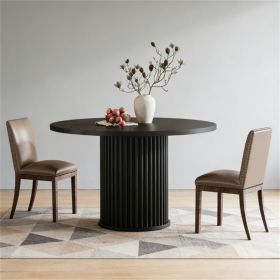 120 Cm round Dining Table Kitchen Table Wood Material with Stable Grooved Metal Base Home Furniture Dining Table