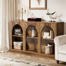 Farmhouse Long Entrance Table with 3-Step Storage Country Style Hallway Console for Entryway Organization
