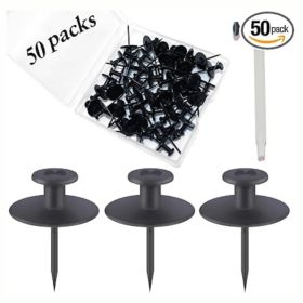 50-Piece Black Push Pin Picture Hangers, Double-Headed Thumb Tacks For Wall Hanging, Frames, Photos And Home Decor
