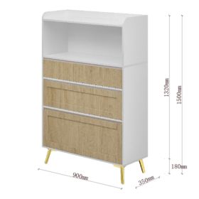 Modern Design White Solid Wood Frame Three Drawer Storage Cabinet