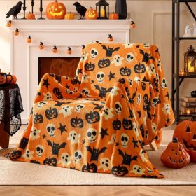 Halloween Throw Blanket, Spooky Decor & Gift, Orange,