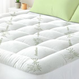 Queen Mattress Topper Viscose Derived From Bamboo, Cooling Thick Pillow Top Mattress Pad With Deep Pocket For 8-21 Mattress, Soft Breathable Matt (Option: Green-Q)