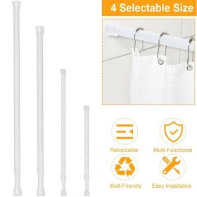 Tension Curtain Rod Spring Load Adjustable Curtain Pole Heavy-Duty Steel 4 Sizes For Bathroom Wardrobe Kitchen Balcony 200cm (Option: 200cm)