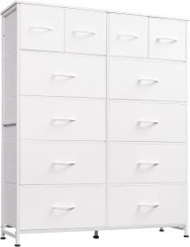 Tall Dresser for Bedroom with 12 Drawers, Dressers & Chests of Drawers, Fabric Dresser for Closet, Living Room, Storage Dressers with Storage Dra (Color: White)