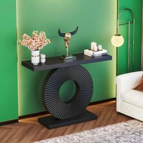 Modern Console Table 100 Cm Wooden Sofa Table with Geometric Base Elegant Home Decor Furniture (Color: Black)